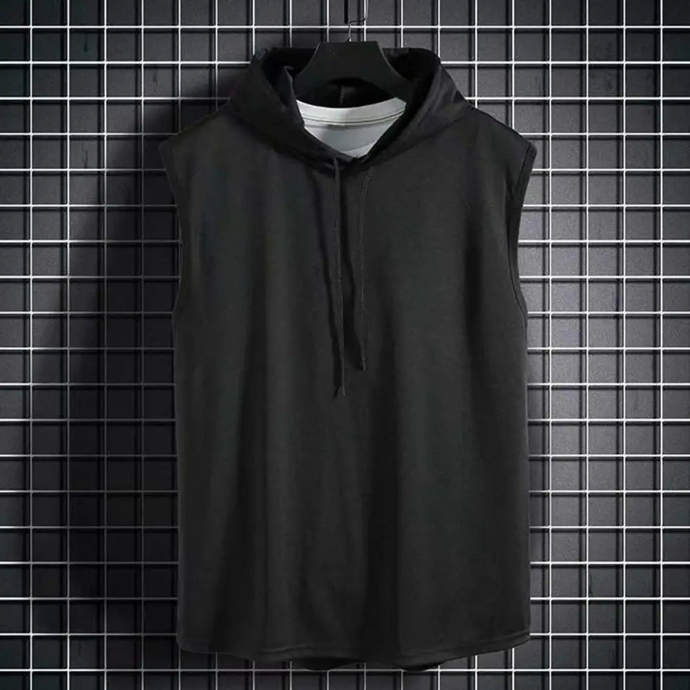 Men’s Sleeveless Gym Hoodie – Lightweight Summer Sports Vest with Hood | Casual Fitness Tank Top