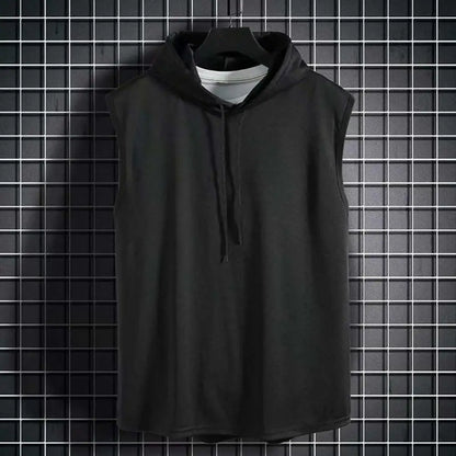 Men’s Sleeveless Gym Hoodie – Lightweight Summer Sports Vest with Hood | Casual Fitness Tank Top