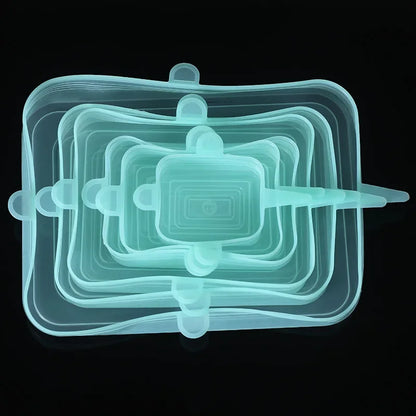 6PCS Square Silicone Stretch Lids – Reusable Elastic Food Covers for Fresh Sealing and Kitchen Use