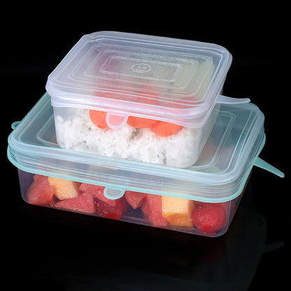6PCS Square Silicone Stretch Lids – Reusable Elastic Food Covers for Fresh Sealing and Kitchen Use