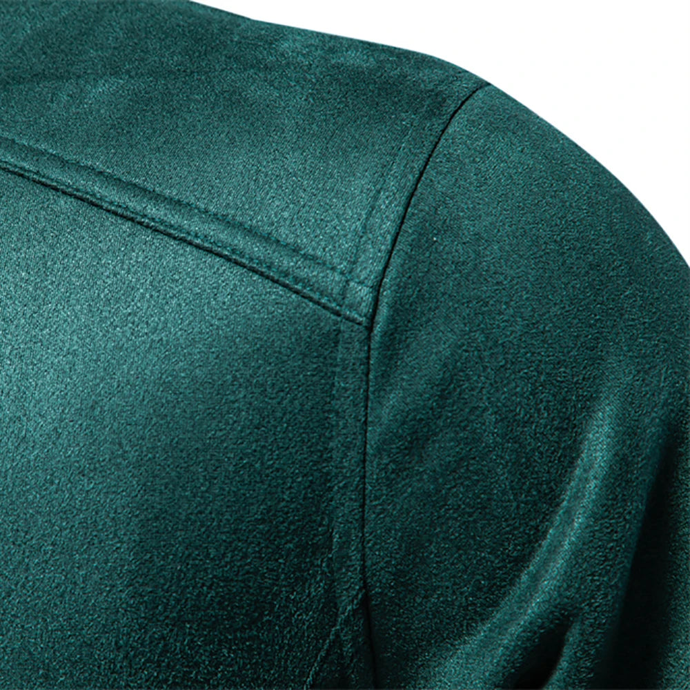 AIOPESON Men's Faux Suede Stand Collar Zip-Up Jacket Casual Business Trucker Coat