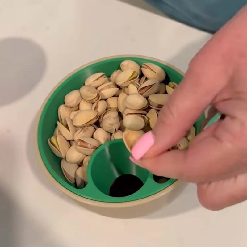 Double-Layer Snack Serving Bowl with Shell Holder – Round Storage Dish for Pistachios, Cherries, Popcorn & More