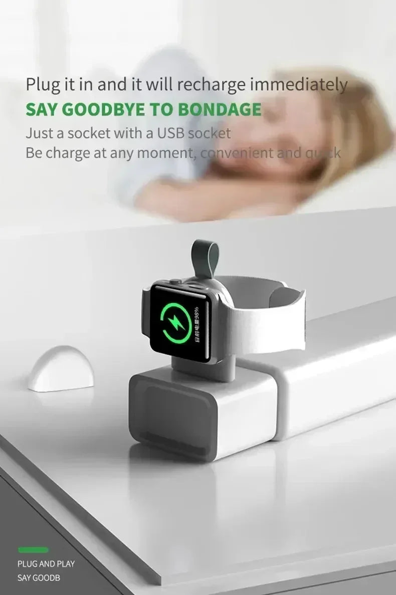 Portable Magnetic Wireless Charging Dock for Apple Watch Series 1 to 10, SE, and Ultra – Travel-Friendly Charging Stand