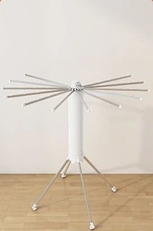 Compact Double-Layer Folding Drying Rack for Floor-to-Ceiling Balcony Use