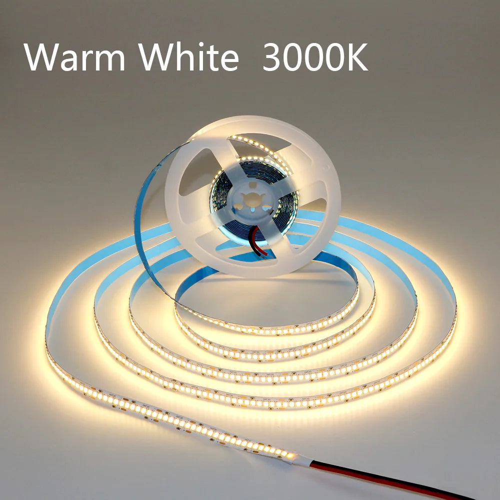 5M Flexible 2835 LED Strip Light, 240 LEDs/m, DC12V/24V – High Brightness, Cuttable Tape Light in Red, Green, Blue