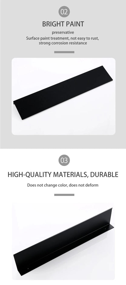 Matte Black Wall-Mounted Shelf – Modern Bathroom & Kitchen Storage Rack (30-50cm) – Shower Organizer Wholesale Promotion