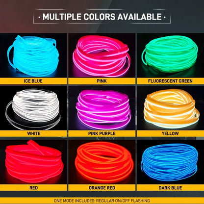 1M/3M/5M Flexible EL Neon Strip Light for Car Interior Decoration USB-Powered Ambient and Party LED Lighting for DIY Auto Styling &nbsp;