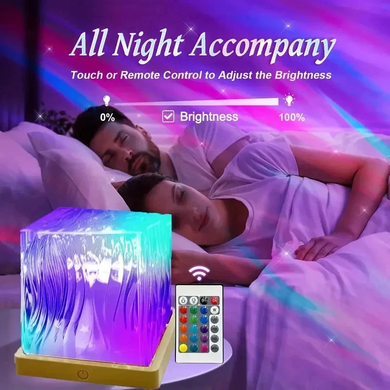 USB Galaxy Projector Night Light with Remote – LED Water Ripple Mood Lamp for Bedroom &amp; Home Decoration &nbsp;