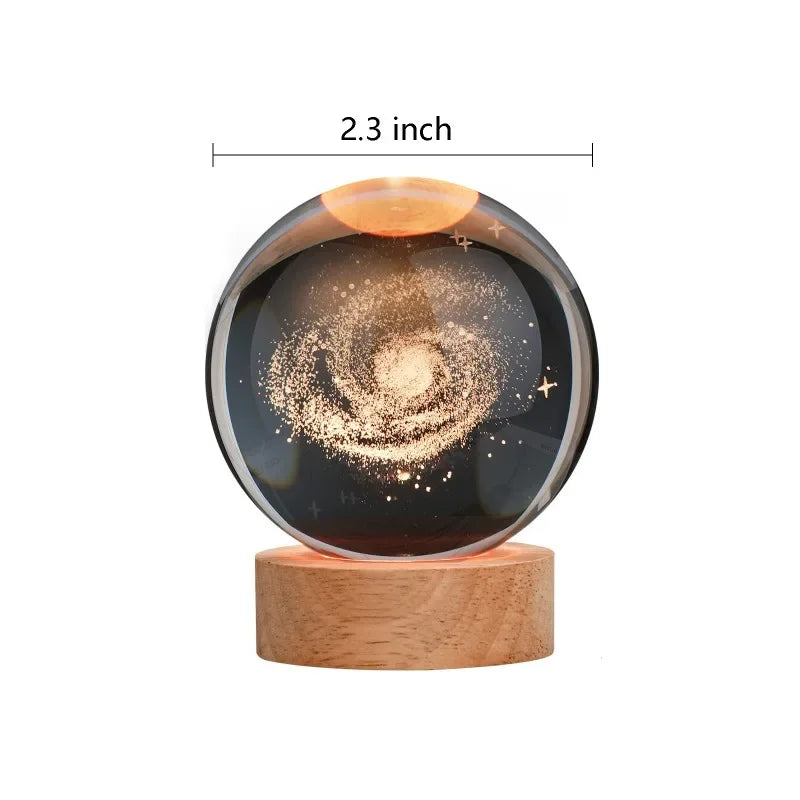 3D Laser Engraved Solar System Crystal Ball Night Light – Planet Globe Lamp for Home Décor, Astronomy Gift, Birthday Present