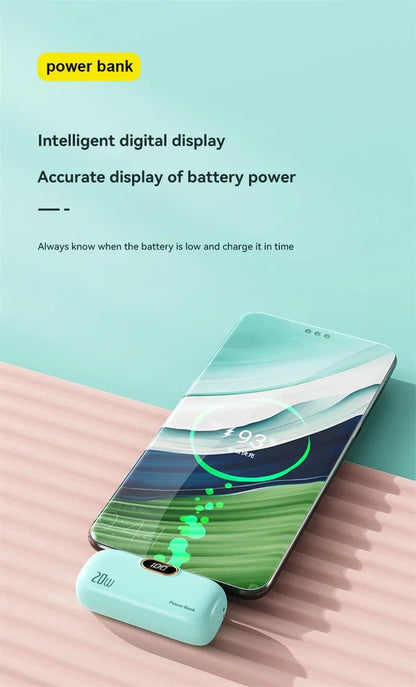 Mini 10000mAh Portable Power Bank with Built-in Cables – Compact External Battery Charger for iPhone & Type-C Devices