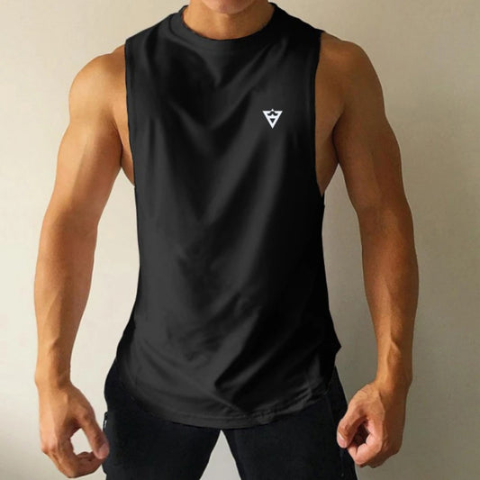 Men's Solid Color Sleeveless Tank Top – Casual O-Neck Gym Vest for Summer Fitness