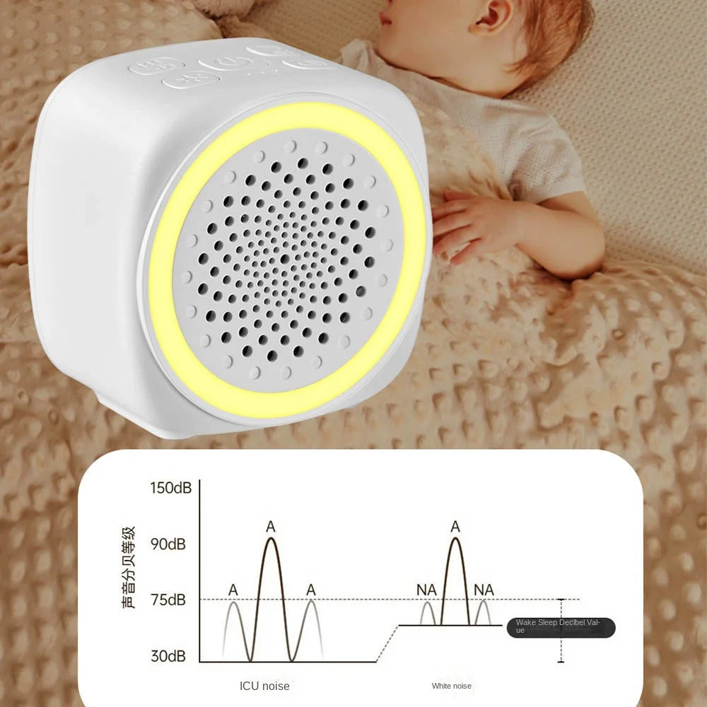 RGB Light Baby White Noise Machine with Timer, Sleep Sound Player, Night Light, USB Rechargeable - White