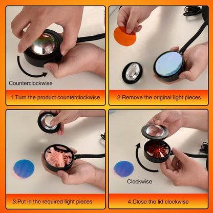 USB Sunset Projection Lamp – Ambient Mood Light for Bedroom, Living Room, Bar, and Photography Backdrops &nbsp;