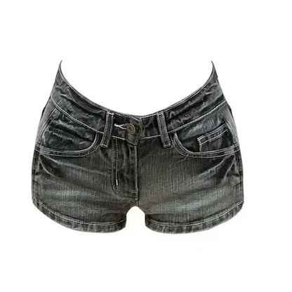 Women's Retro Leopard Print Denim Shorts – Washed Slim Fit Streetwear Y2K Style Summer 2025