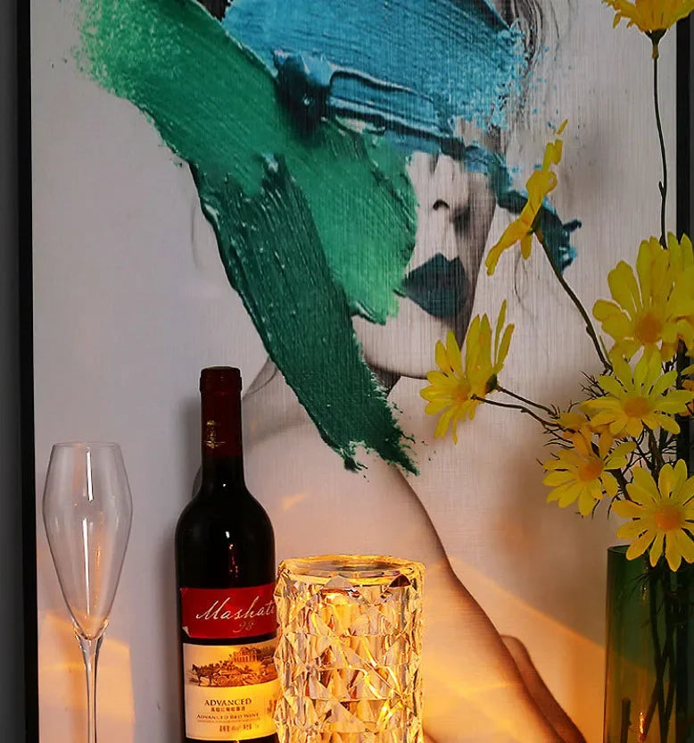 Rechargeable Crystal Rose Night Lamp – Acrylic Bedside Light with Touch Control for Romantic &amp; Ambient Home Decor