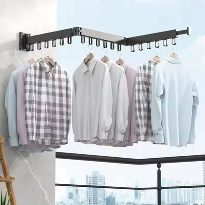 Wall-Mounted Retractable Clothes Drying Rack – Foldable Aluminum Hanger for Balcony, Laundry Room & Indoor Use