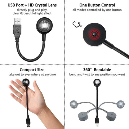 USB Sunset Projection Lamp with Rainbow Effect – Atmospheric Night Light for Photography, Selfies, Coffee Shops, Live Streaming, and Wall Decoration