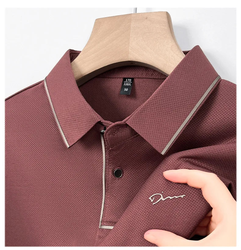 Men’s Premium Seamless Polo – Luxury Cool Fabric, Slim Fit, Anti-Wrinkle, Business‑Casual Golf Tee