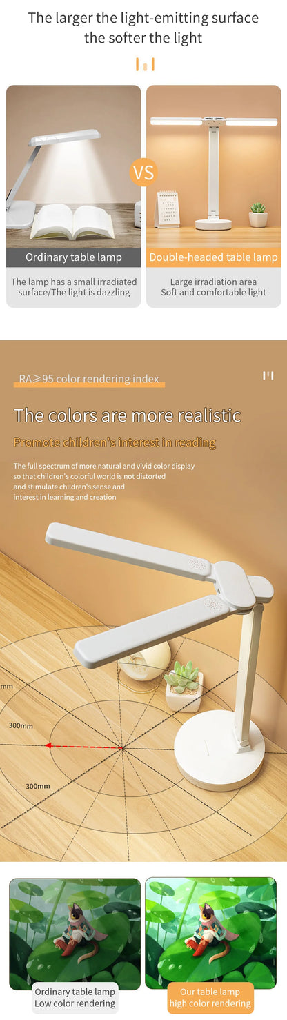 Foldable LED Table Lamp with Touch Dimming, USB Charging, Clock, Temperature Display &amp; Night Light – Ideal for Study &amp; Reading