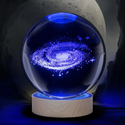 3D Laser Engraved Solar System Crystal Ball Night Light – Planet Globe Lamp for Home Décor, Astronomy Gift, Birthday Present