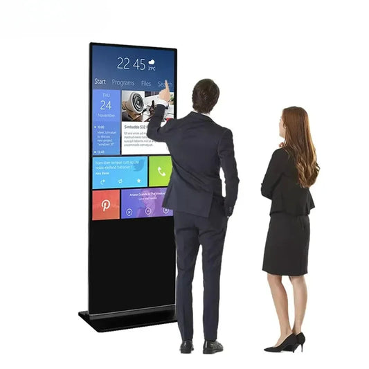 55-Inch Floor-Standing Interactive Touchscreen Kiosk – Vertical LCD Digital Signage Advertising Display Panel