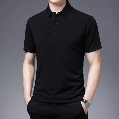 2024 Men's Solid Color Polo Shirt – Summer Casual Business Style, Short Sleeve, Comfortable & Breathable