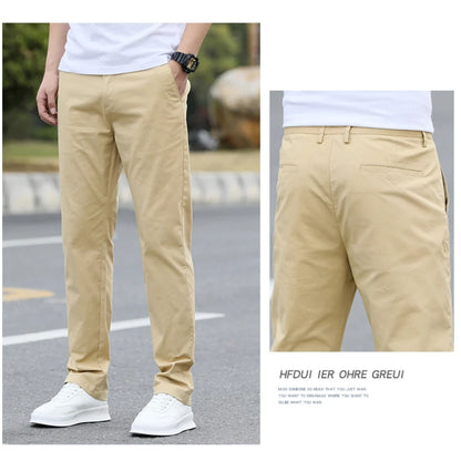 Men's Premium Cotton Chino Pants – Breathable Straight-Leg Casual Trousers (Waist Sizes 28 to 40)