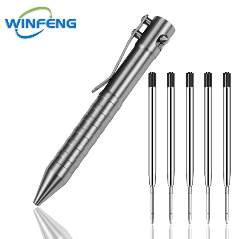 Titanium Tactical Ballpoint Pen – Bolt Action Business Pen with Glass Breaker, Self-Defense Survival EDC Tool