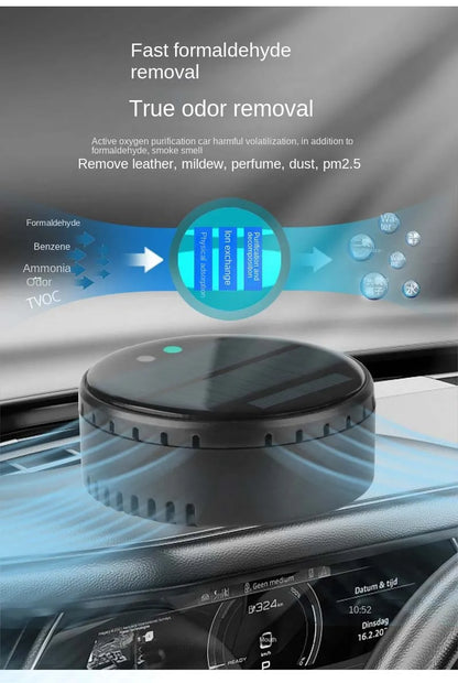Solar-Powered USB Car Air Purifier – Compact Auto Air Freshener &amp; Odor Eliminator with Solar Charging