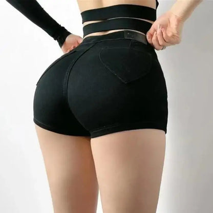 Trendy Slim Fit Women's Shorts – Solid Color, Retro-Inspired Summer Streetwear in 3 Colors