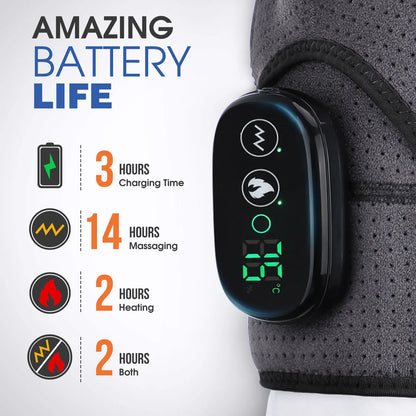 Rechargeable Electric Shoulder Massager with Heating & Vibration – Thermal Therapy Belt for Knee & Arthritis Pain Relief