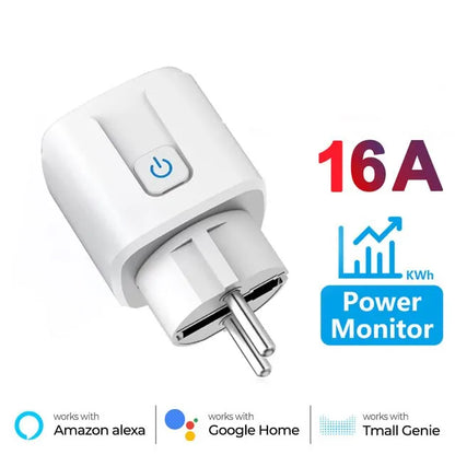 Tuya 16A/20A EU WiFi Smart Plug – Voice Control, Power Monitoring &amp; Timer Function – Works with Alexa &amp; Google Assistant