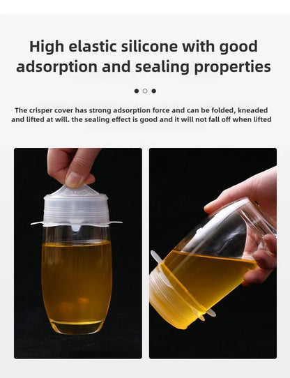 Set of 6 Food-Grade Silicone Stretch Lids – Universal Round Kitchen Covers with Airtight Seal, Reusable and BPA-Free for Food Storage