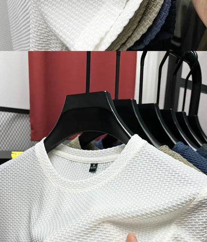 Men's Summer Ice Silk Mesh T-shirt – Lightweight Short Sleeve Breathable Tee, 2025 Solid Color Casual Top