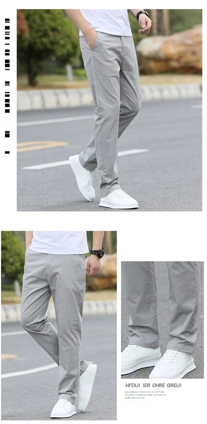 Men's Premium Cotton Chino Pants – Breathable Straight-Leg Casual Trousers (Waist Sizes 28 to 40)