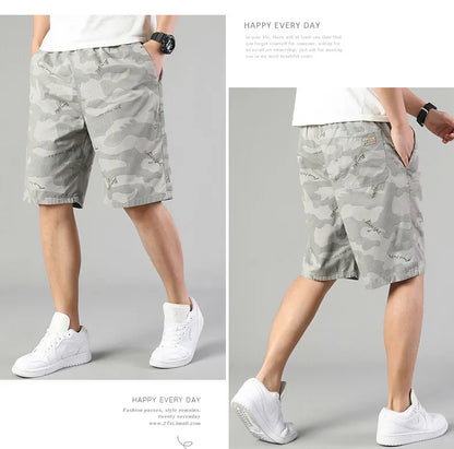 Men’s Relaxed Fit Sweat Shorts – Elastic Waist Cotton Cargo Gym Shorts with Drawstring, Casual and Comfortable