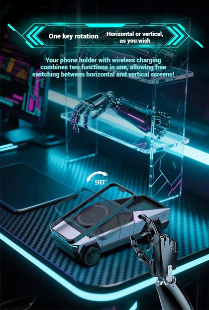 Cybertruck-Inspired 3-in-1 Qi2 Wireless Charging Station for iPhone, Apple Watch & AirPods