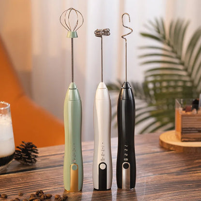 Wireless Handheld Electric Milk Frother – USB Rechargeable Foam Maker &amp; Mixer for Coffee, Cream, and Drinks with Egg Beater Function