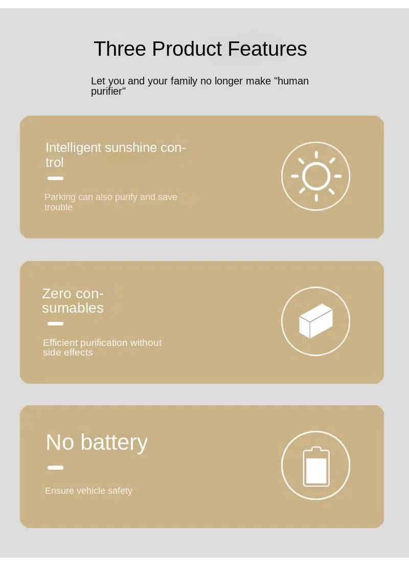 Solar-Powered USB Car Air Purifier – Compact Auto Air Freshener &amp; Odor Eliminator with Solar Charging