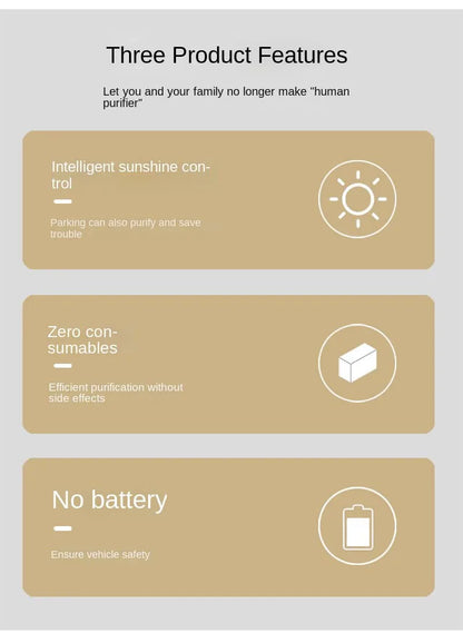 Solar-Powered USB Car Air Purifier – Compact Auto Air Freshener &amp; Odor Eliminator with Solar Charging