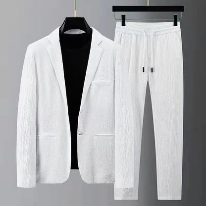 2024 New Summer & Autumn High-Quality Men's Long Sleeve Casual Suit Korean Style Two-Piece Set