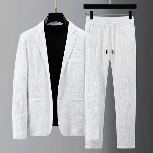 2024 New Summer & Autumn High-Quality Men's Long Sleeve Casual Suit Korean Style Two-Piece Set