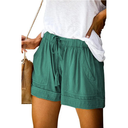 2023 Summer Women's High-Waisted Casual Shorts – European &amp; American Style Lace-Up Loose Fit Twill Wide-Leg Pants &nbsp;