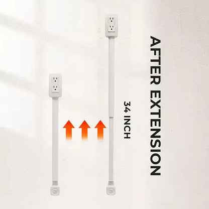 New 1-Piece Power Socket Extender with 2 Outlets, 180° Rotatable and Stretchable Length, Punch-Free Power Strip Extension Cord