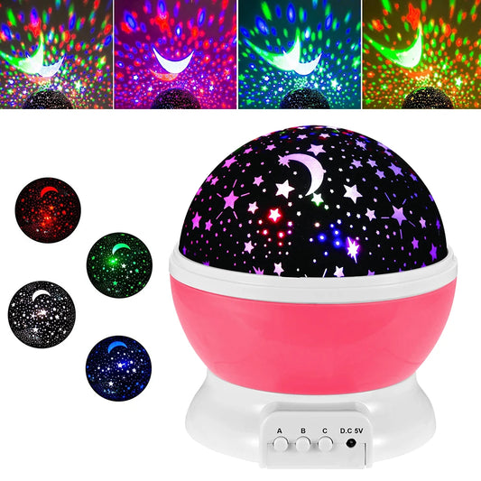 Rotating Starry Sky Night Light Projector – Galaxy Moon Lamp for Baby Nursery, Bedroom Decor &amp; Table Lighting