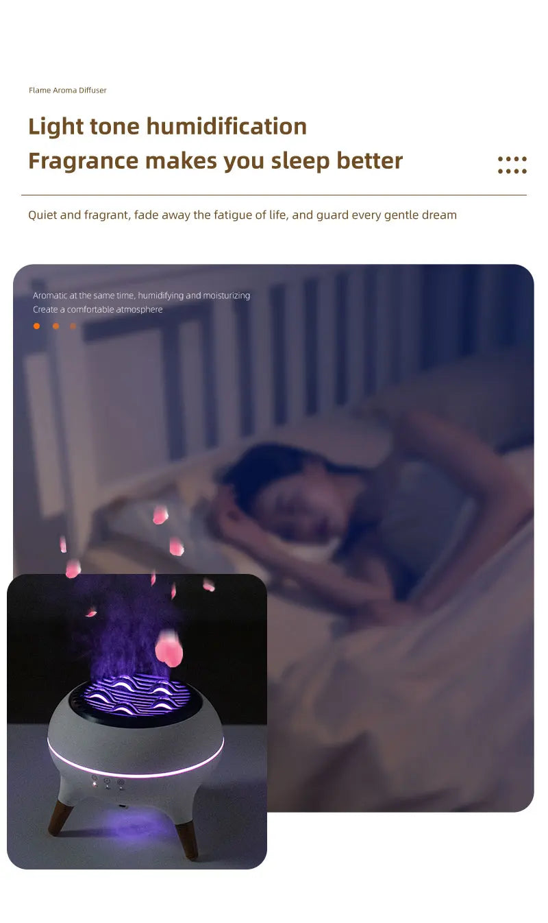 350ML Flame-Effect Jellyfish Aroma Diffuser – Dynamic Essential Oil Air Humidifier with Gradient LED Night Light for Desktop Use