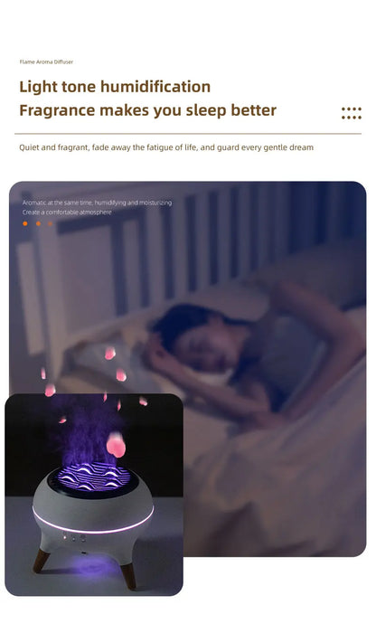 350ML Flame-Effect Jellyfish Aroma Diffuser – Dynamic Essential Oil Air Humidifier with Gradient LED Night Light for Desktop Use
