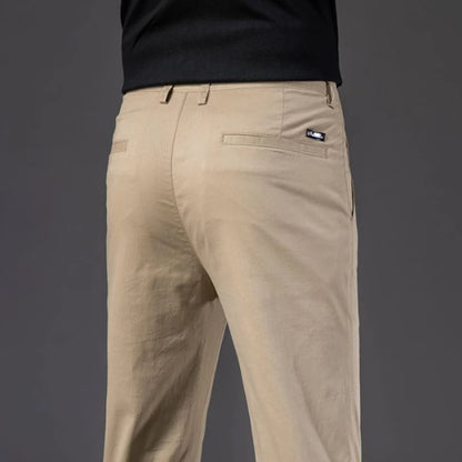 New Fashion Men's Slim Fit Straight Trousers – Comfortable, Breathable, Elastic Casual Long Pants for Everyday Wear