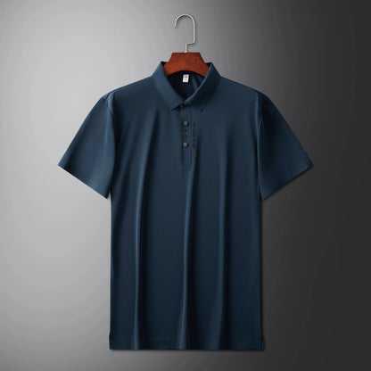 Men's Premium Printed Polo Shirt – Short Sleeve, Seamless Ice Silk, Breathable Golf & Business Casual Summer Tee