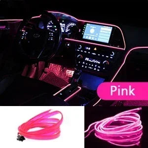 1/3/5M Flexible EL Wire Neon LED Strip for Car Interior Decoration – USB Powered DIY Ambient &amp; Party Lighting